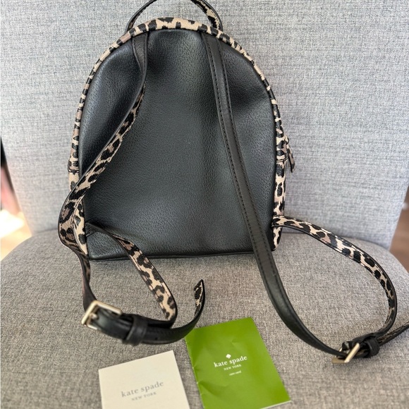 kate spade Black Leather Mini Backpack with Leopard Accent main image 5